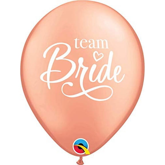 Qualatex 11" Team Bride Rose Gold Bachelorette Bridal Party Decoration Supply Latex Helium Balloons - Bag of 50