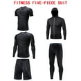 thumbnail image 2 of 5pcs Men Workout Clothes Outfit Fitness Suits Gym Outdoor Running Compression Pants Tee Shirt Top Long Sleeve Jacket, 2 of 4