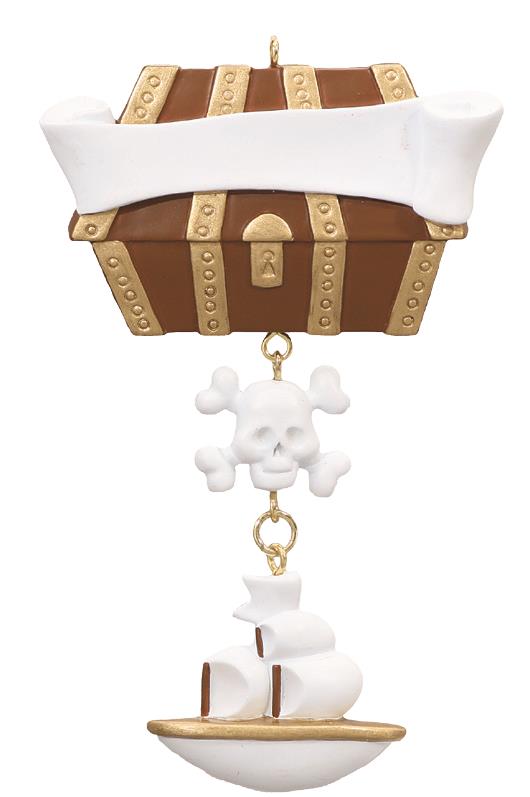 TREASURE CHEST DANGLE Personalized Christmas Tree Ornament DOIT