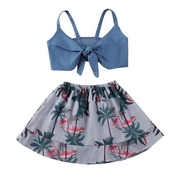 hawaiian crop top and skirt