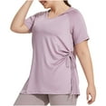 thumbnail image 4 of Jalioing Women's Short Sleeve Athletic Hoodies Plus Size Quick Dry Hooded Gym Workout Shirt Breathable Yoga Tops, 4 of 7