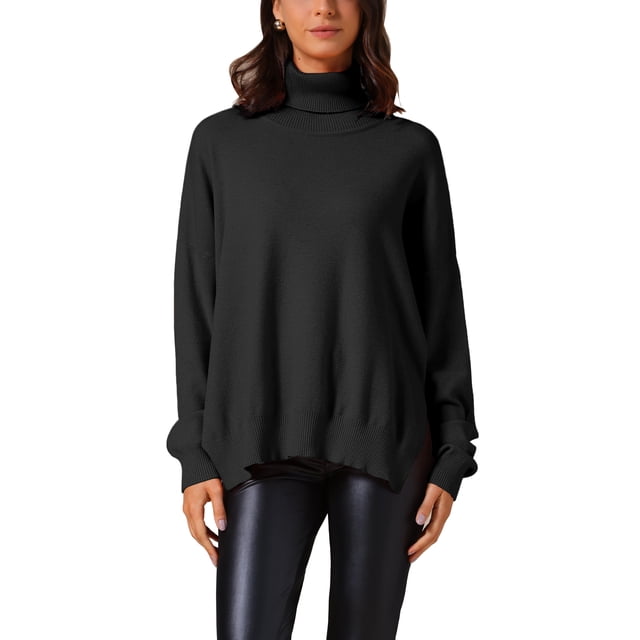 Suéter de cuello alto para mujer INSPIRE CHIC, parte superior para un guardarropa de invierno elegante, L negro