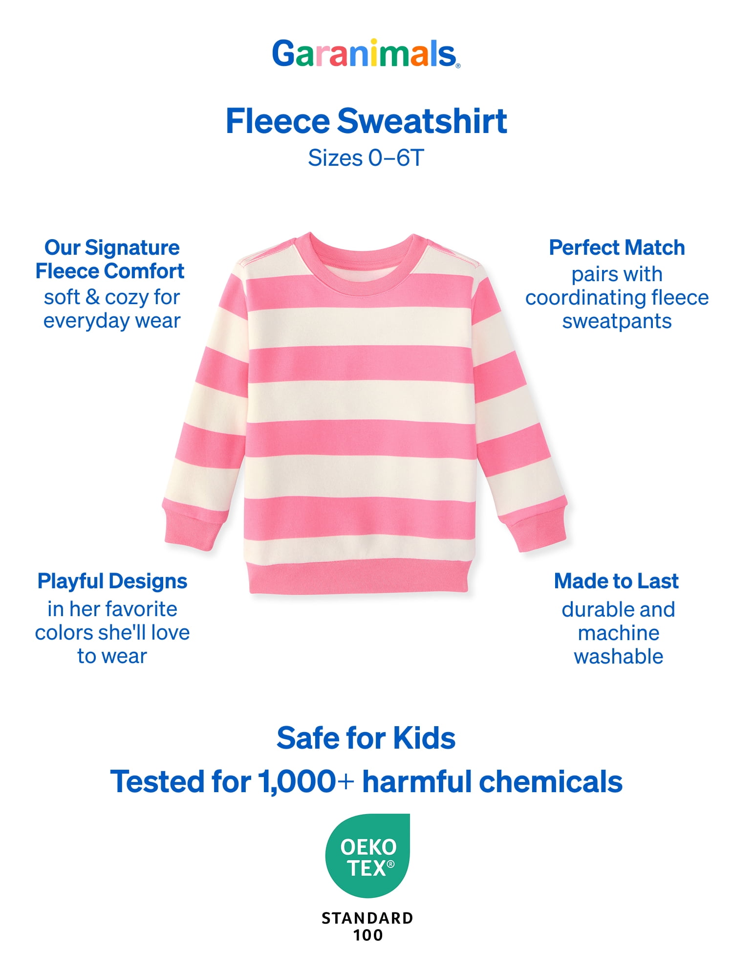 Garanimals Baby & Toddler Girl Fleece Crewneck Sweatshirt, Sizes 0-6T