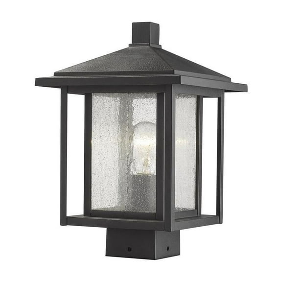 Z-Lite Kraken Clear Glass Steel Mini Pendant in Matte Black and Olde Brass