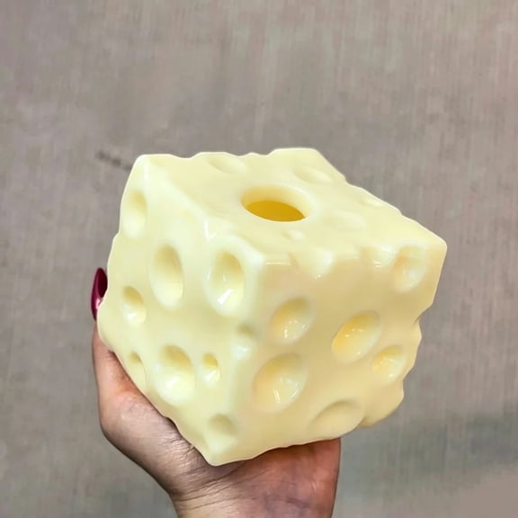 Cheese Squishy Fidget Toy, Empty Cheese Block Squeeze Toy for DIY Vaswline Fill, Soft TPR Stress Relief Squish Ball Making Shell, Cute Food Shaped Anxiety Relief Sensory Toy for Kids & Adults