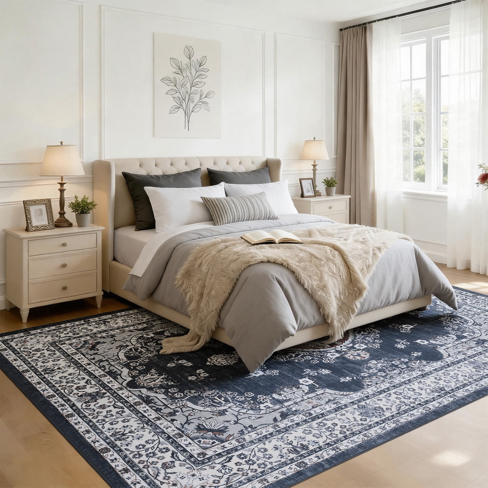 8x10 Area Rugs for Living Room Washable, Medallion Boho Non Slip Rug- Oriental Traditional Farmhouse Carpet for Bedrooms ,Dining Room, Home Office.