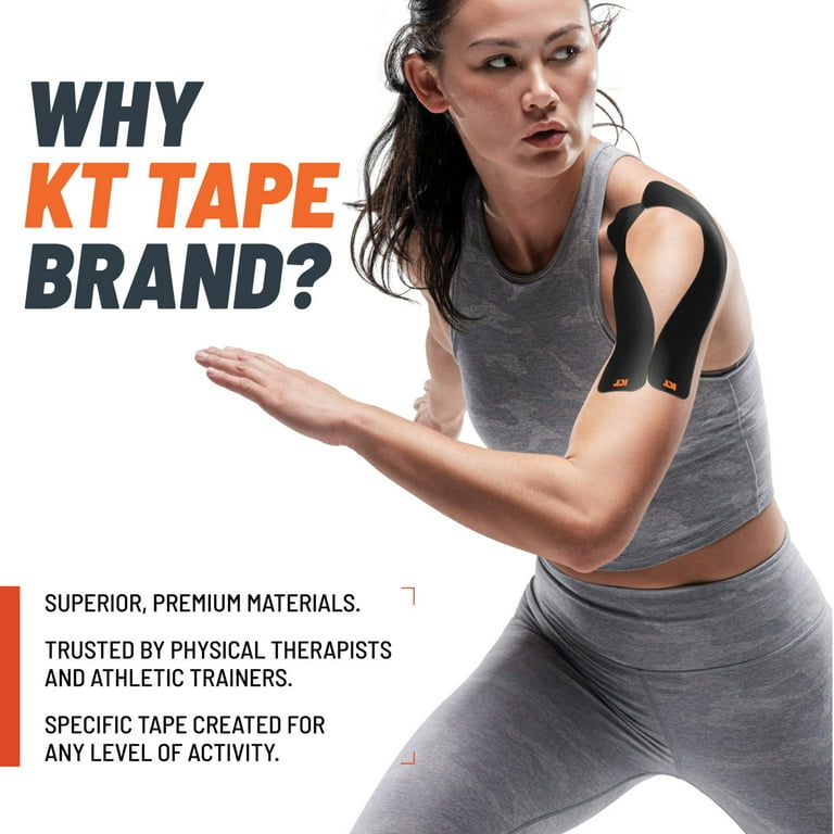 KT Tape Black Original Cotton Kinesiology Tape 20 Precut Strips