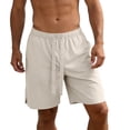 thumbnail image 2 of JUUYY Men's Casual Drawstring Shorts Side Slit Elastic Waist Workout Gym Running Shorts Loose Fit Summer Beach Shorts with Pocket Khaki L, 2 of 7