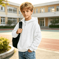 thumbnail image 2 of NEBWOAK Toddler Boys Waffle Knit Half Zip Hoodie, Soft Pullover Sweatshirt with Hood,White,Size 3-4T, 2 of 7