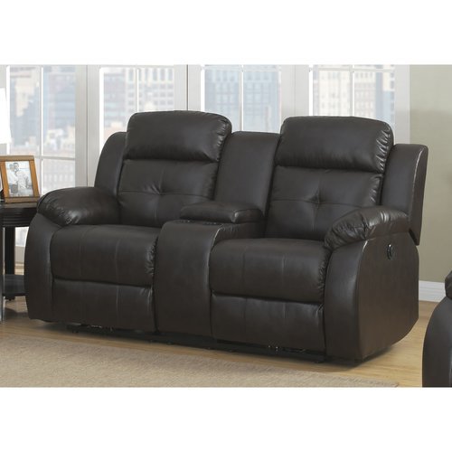 AC Pacific Troy Power Reclining Love Seat with Storage Console and ...