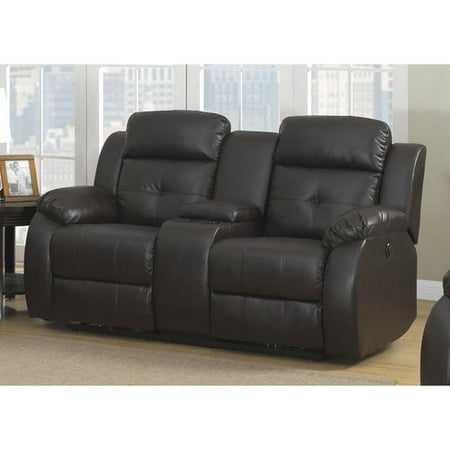 AC Pacific Troy Transitional Dark Power Reclining Love Seat with Storage Console and (Best Power Reclining Loveseat)