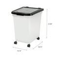 thumbnail image 4 of IRIS USA 50 Lbs / 65 Qt WeatherPro Airtight Pet Food Storage Container with Removable Casters, for Dog Cat Bird and other Pet Food Storage Bin, Keep Fresh, Translucent Body, Easy Mobility, Pearl/Black, 4 of 7