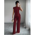 thumbnail image 3 of EASYBRA Women Casual Ribbed Two Piece Outfit Short Sleeve T Shirt and Long Pants Lounge Set Comfortable Everyday Fashion, 3 of 8