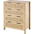 thumbnail image 1 of KFFKFF 4-Compartment Rattan Chest, Authentic Rattan Wood Storage Unit with LED Illumination, Contemporary Wooden Apparel Sorter & Storage Bohemian Chest, 1 of 9