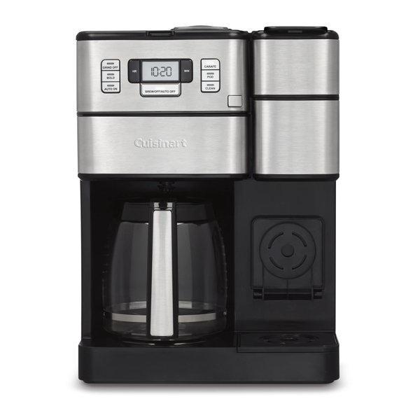 Cuisinart SS-GB1 Coffee Center Grind and Brew Plus, molinillo de café integrado, cafetera y cafetera de una sola porción con tamaño de porción de 6 oz, 8 oz y 10 oz, negro/plateado, vaso de 12 tazas