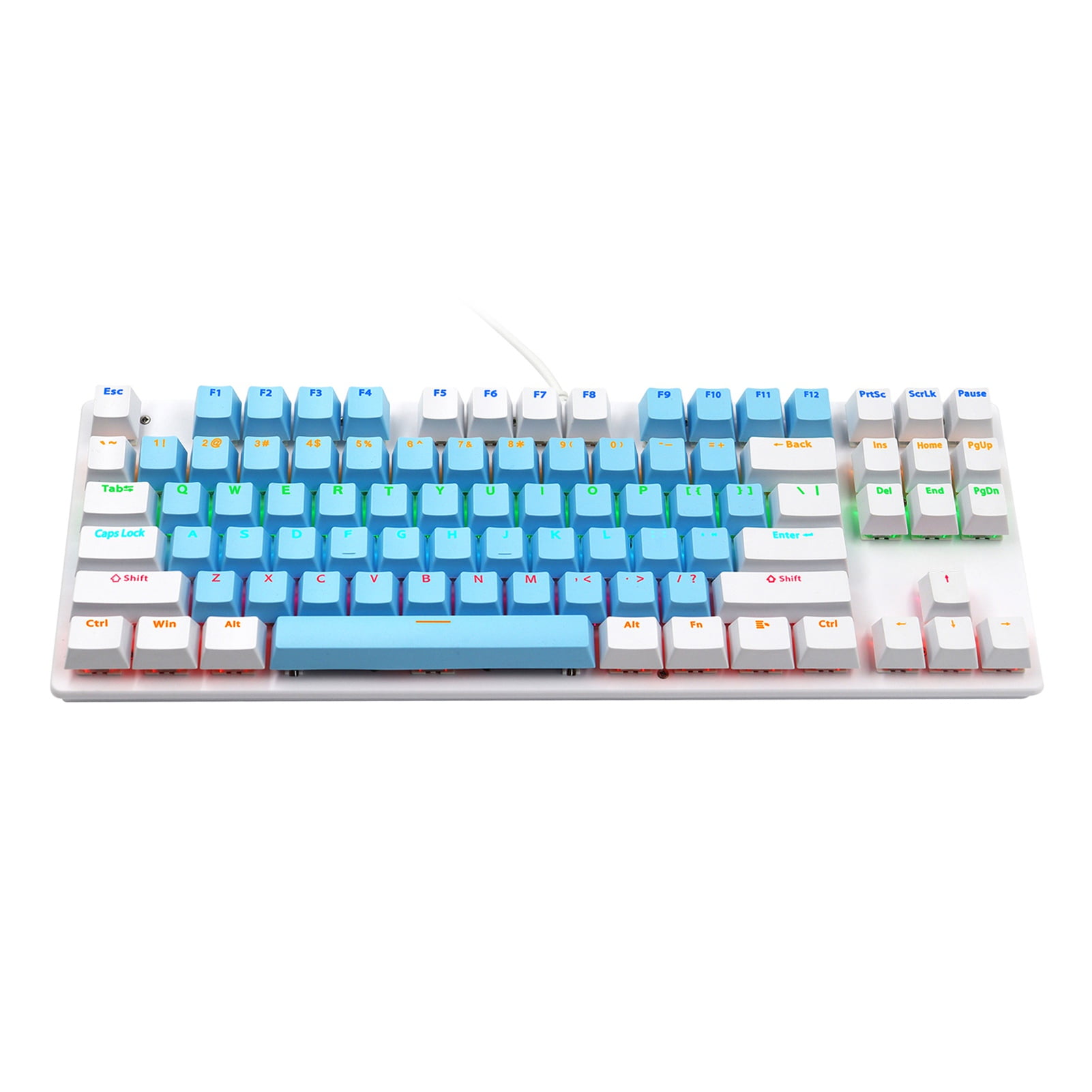 Mechanical  Wired 87-Key Mechanical Gaming Keyboard Rainbow Backlit Keyboard For  PC Laptop for Game and Office