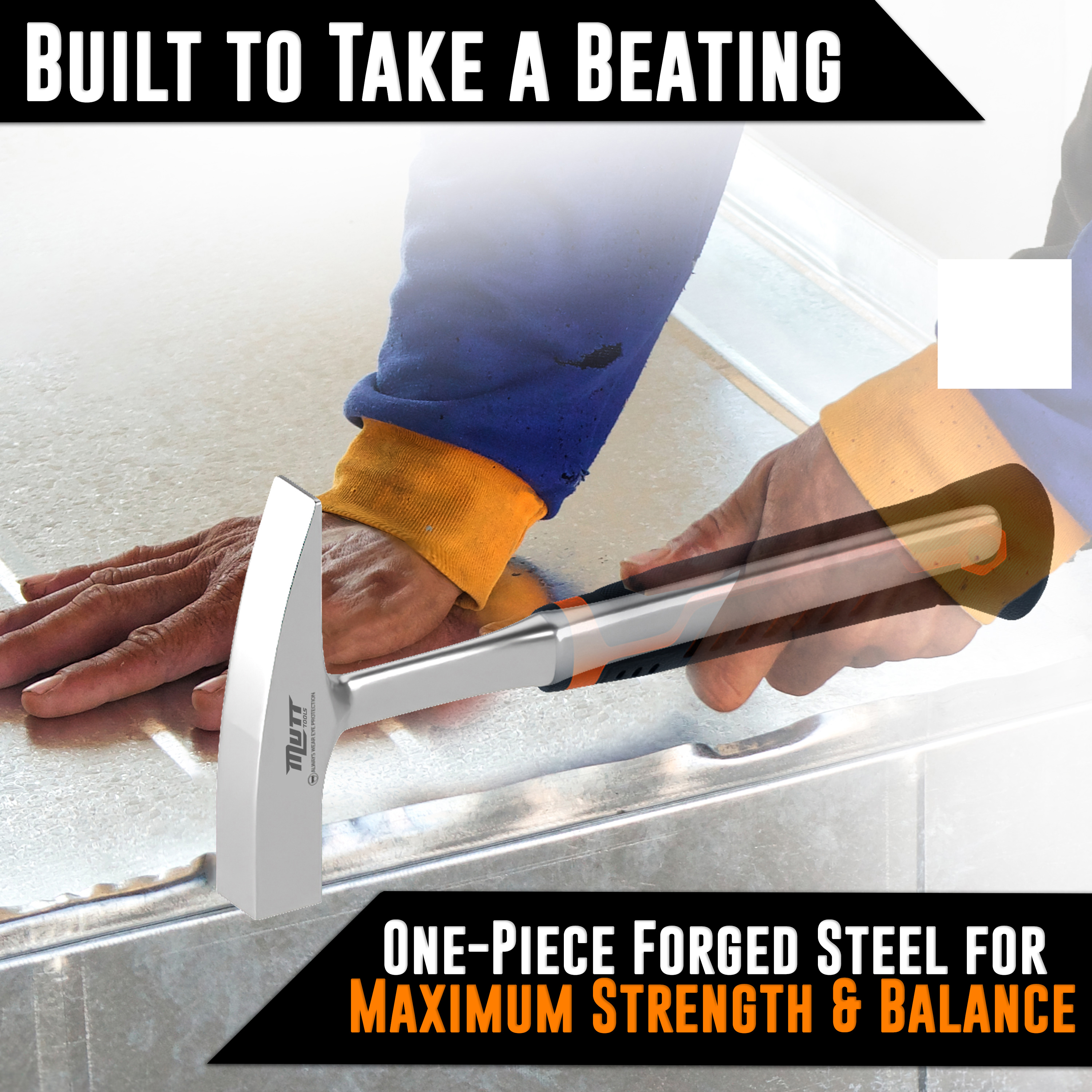 Mutt Tools 18oz Sheet Metal Hammer - Professional Tinners Hammer for Metal Shaping - Forged HVAC Hammer with Ergonomic Handle for Duct Work & Sheet Metal Projects