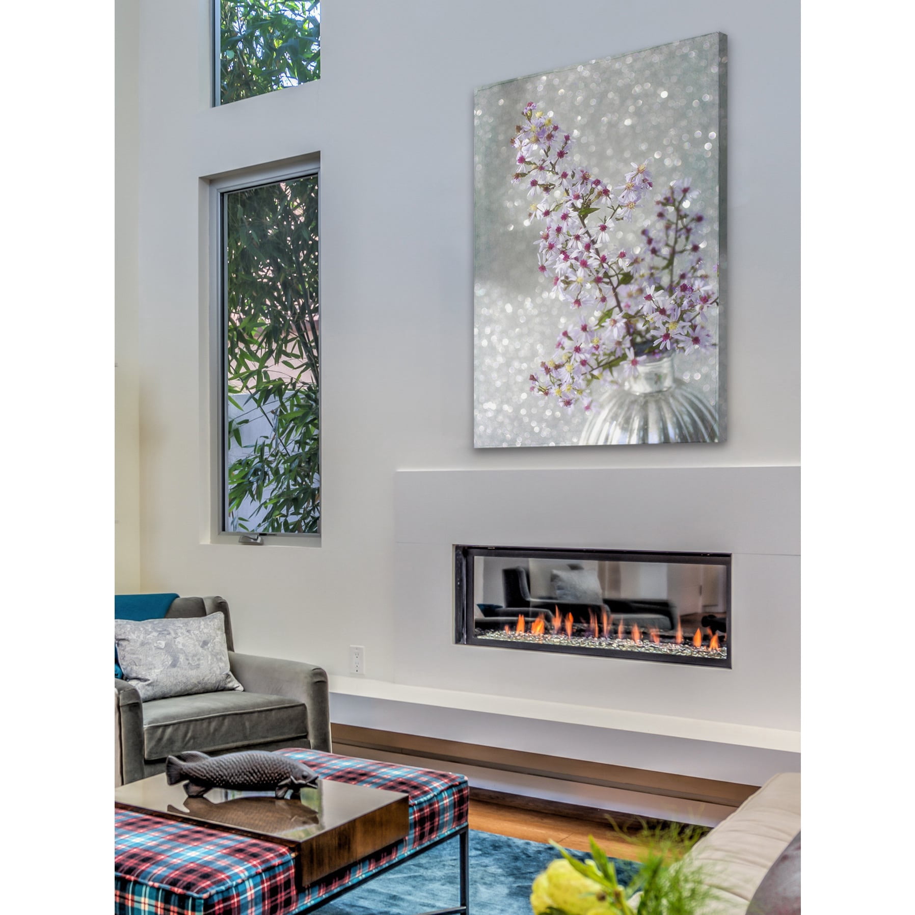 "Sparkling Asters" Painting Print on Wrapped Canvas