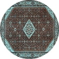 thumbnail image 1 of Ahgly Company Indoor Round Medallion Light Blue Traditional Area Rugs, 6' Round, 1 of 4