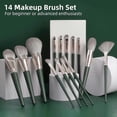 thumbnail image 2 of Makeup Brush Set 14 Pcs Premium Vegan Synthetic Bristles Hairs, Foundation Eyeshadow Powders Shadows Brows Concealer Lip Brushes-6 for Eye, Aluminum P, 2 of 4
