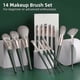 thumbnail image 2 of Makeup Brush Set 14 Pcs Premium Vegan Synthetic Bristles Hairs, Foundation Eyeshadow Powders Shadows Brows Concealer Lip Brushes-6 for Eye, Aluminum P, 2 of 4