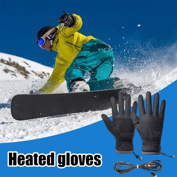 USB Heated Gloves with 3 Temperature Settings - Rechargeable Electric Heating Gloves for Men and Women - Waterproof Winter Gloves for Skiing Cycling - Touchscreen Cold Weather Warm Gloves