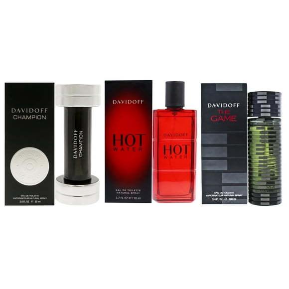 Davidoff Kit par Davidoff pour Hommes - Trousse 3 Pcs Vaporisateur EDT Eau Chaude 3,7 Oz, Vaporisateur EDT The Game 3,4 Oz, Vaporisateur EDT Champion 3 Oz