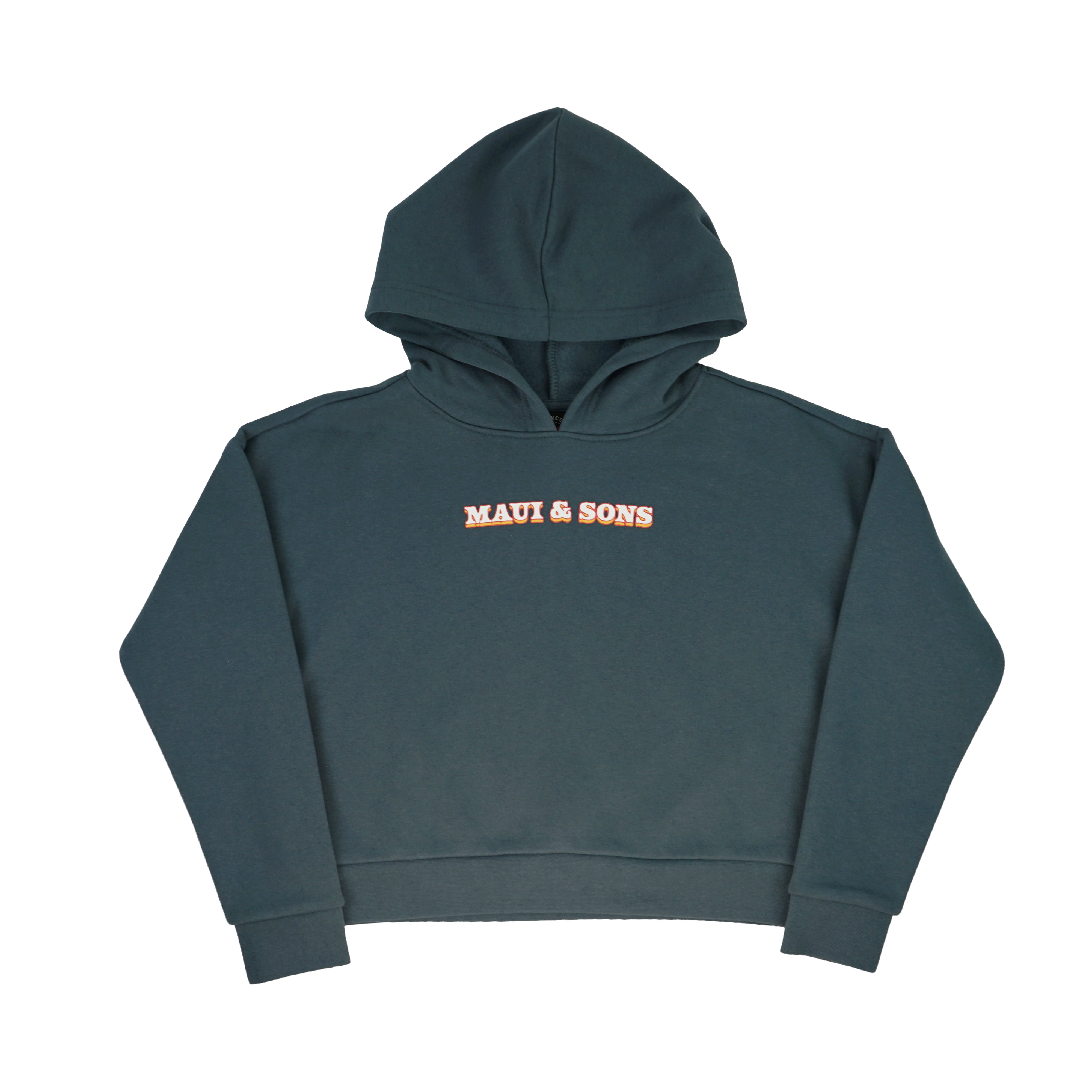 Maui and Sons Girl's Chaser Smoke Colored Fleece Pullover Hoodie Double Sided Graphic Sweatshirt