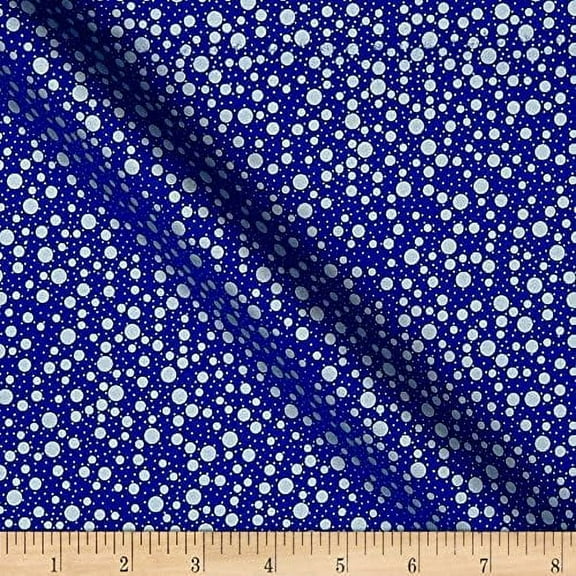 Quilting Treasures Basics Holiday Metals Dots Blender Royal/Metallic Silver 100% Cotton Fabric sold by the yard
