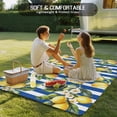 thumbnail image 4 of Lemon Flowers Outdoor Rug 5x7 Ft - Reversible Patio Rug Outdoor Camping Rugs, Botanical Leaves Blue Vertical Stripes Washable Indoor Outdoor Area Rugs, Non-Slip Outdoor Carpet Runner for Deck/Porch, 4 of 8