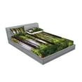 thumbnail image 2 of Ambesonne Forest Fitted Sheet & Pillow Sham Set, Bushes and Thick Trunks, Queen, Green Brown, 2 of 2