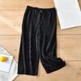 thumbnail image 2 of New Pleated Wide-leg Pants Girls Loose Casual Pants Chiffon Trousers Ice Silk Nine-point Pants,(3-10Y), 2 of 4