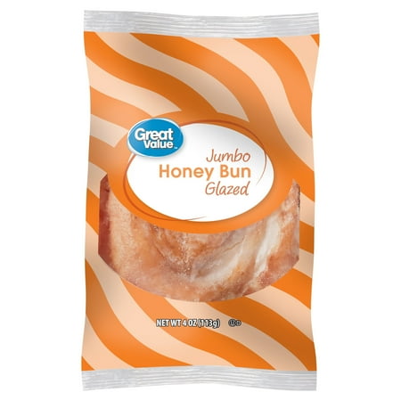 Great Value Jumbo Glazed Honey Bun, 4 oz