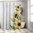 thumbnail image 3 of Shower Curtain Watercolor Sunflower Shower Curtains for Bathroom Decor Wood Grain Shower Curtain Sets with Hooks Waterproof Fabric Bath Curtain Small Stall 36" X 72", 3 of 6