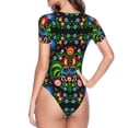 thumbnail image 4 of Easygdp Roosters and Flowers Women's One-Piece Swimsuit Slim Fit Crew Neck Bodysuit Athletic Swimwear with Concealed Buckle - XX-Large, 4 of 9