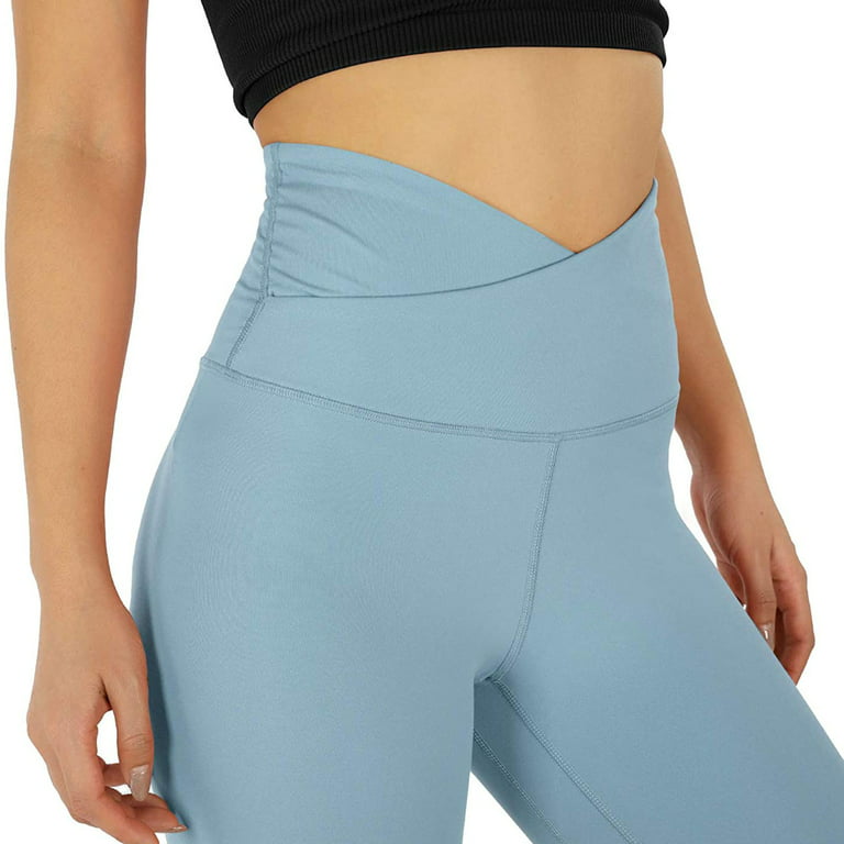 iOPQO Women's Waist Pant Soft Sport Yoga Leggings With Inner Pocket Workout  Running Tights Solid Elastic Pants,Yoga Pants Women,Leggings for Women,Jeggings  for Women,Women's Pants,Blue,XL 