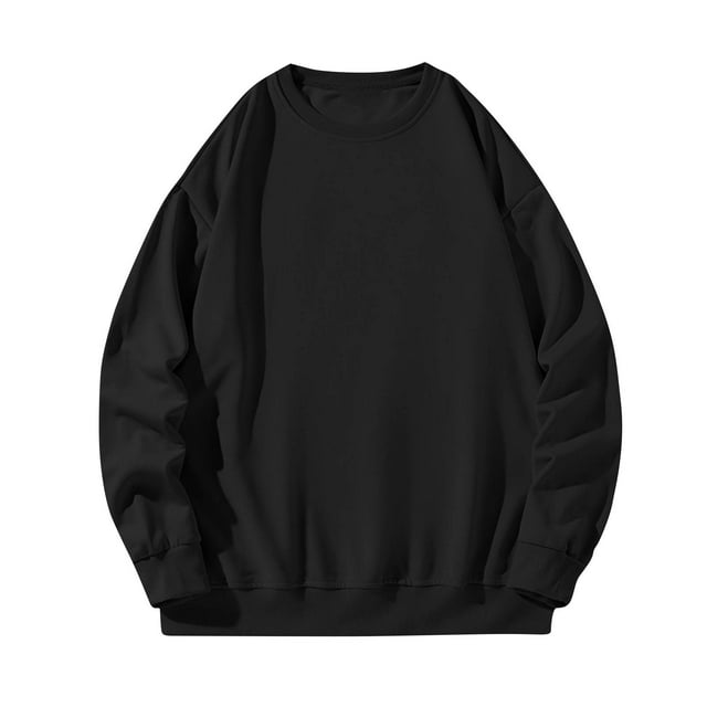 Jalioing Chandail en Molleton à Manches Longues pour Hommes Couleur Unie Col Rond Basique Classique Décontracté Automne Hiver Chandail