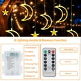 thumbnail image 6 of Qoosea 120 LED Curtain String Lights, Star and Moon Lights Fairy Lights, String Hanging with Remote for Bedroom Birthday Wedding Christmas Party Garden Indoor Outdoor Decoration, 6 of 7