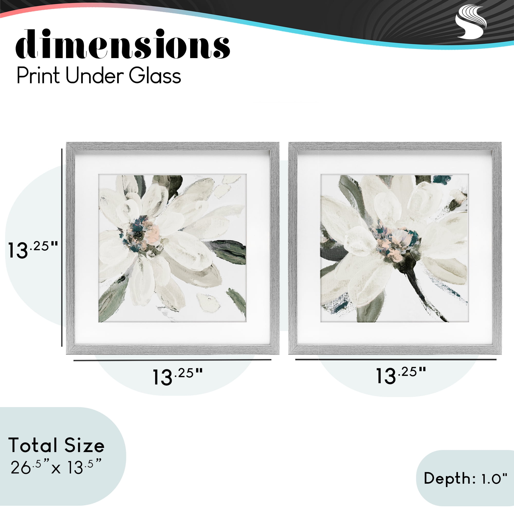 Stupell Industries Naturally Blooming White Flowers 2 Piece Gray Framed Print Under Glass Set, design by Lanie Loreth