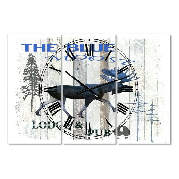 Designart 'The Blue Moose' Oversized Cottage Wall Clock