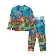 thumbnail image 2 of Kll Sea World Print Women'S Long Sleeve Pajamas With Pants Sleepwear Loungewear 2 Set-Xx-Large, 2 of 9