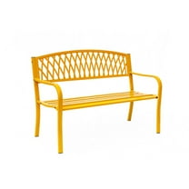 Hi-Line Gift Steel and Cast Iron Garden Bench, Yellow