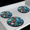 thumbnail image 7 of Electric Stove Burner Covers,4 Pcs Round Gas Burner Cover,8 and 10 Inch,Blue - background Strawberry Vines with Bloom, 7 of 7