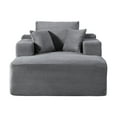 thumbnail image 3 of Modern Corduroy Sleeper Loveseat Chair with 3 Pillows,Convertible Chaise Lounge Chair with Square Armrest,Cozy Boneless Sofa,Deep Seat Couch Reading Chairs,for Living Room and Bedroom,Dark Grey, 3 of 5
