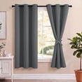 thumbnail image 2 of Hiasan 100% Blackout Curtains with Tiebacks, Room Darkening Privacy Grommet Top Window Curtains for Bedroom & Living Room, Dark Grey, 42"W x 63"L, Set of 2, 2 of 10