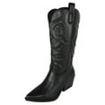 thumbnail image 1 of TOP MODA Women Cowgirl Cowboy Western Stitched Boots Pointy Toe Knee High Side Zipper Black 11, 1 of 4