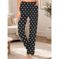thumbnail image 3 of Women's Pajama Pants with Pockets, Black And White Polka Soft Breathable Lounge Pants, 3 of 8