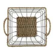 Better Homes & Gardens 2-Pack Square Wire Storage Baskets with Woven Trim, Black Metal, 10L x 10W x 10H – Decorative Bin for Pantry, Closet, Bathroom, or Office Organization