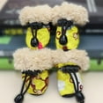 thumbnail image 2 of Maxcozy 4PCS Pet Dog Plush Warm Waterproof Shoes Booties Soft Sole Anti-Slip Shoes Sneakers for Small and Medium Pet Dog, 2 of 5
