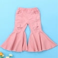 thumbnail image 3 of Kids Girls Pants Ripped Flare Pants Elastic Waist Hollow Out Trousers, 3 of 6